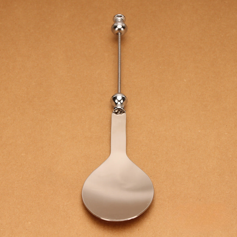 Wholesale Beadable Utensils DIY Stainless Steel Salad Spoon Fruit Western Food Large Fork Spoon Tableware